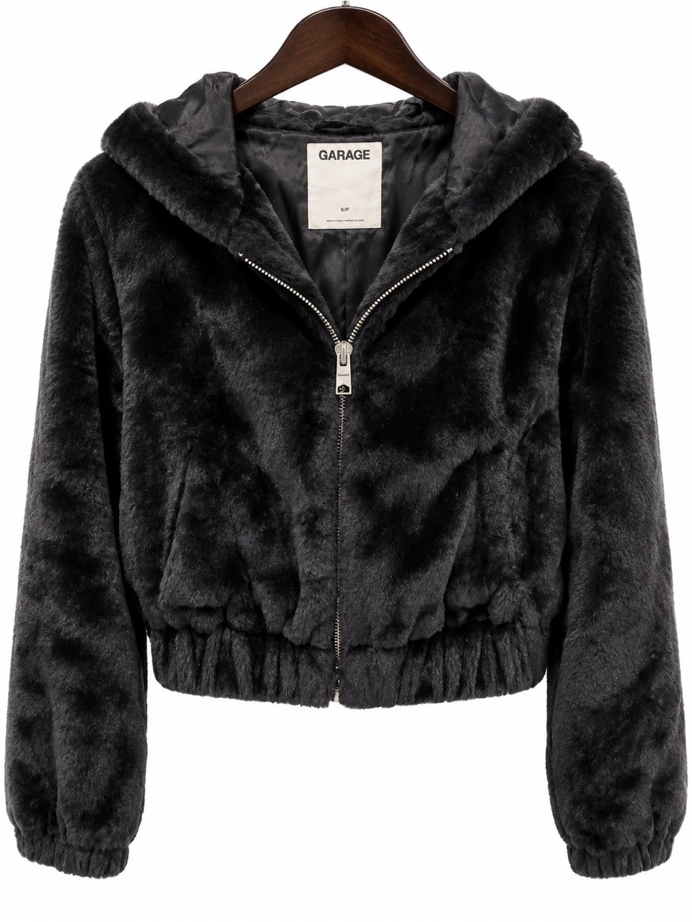 Garage Black Faux Fur Hooded Puffer Jacket Excellent Condition